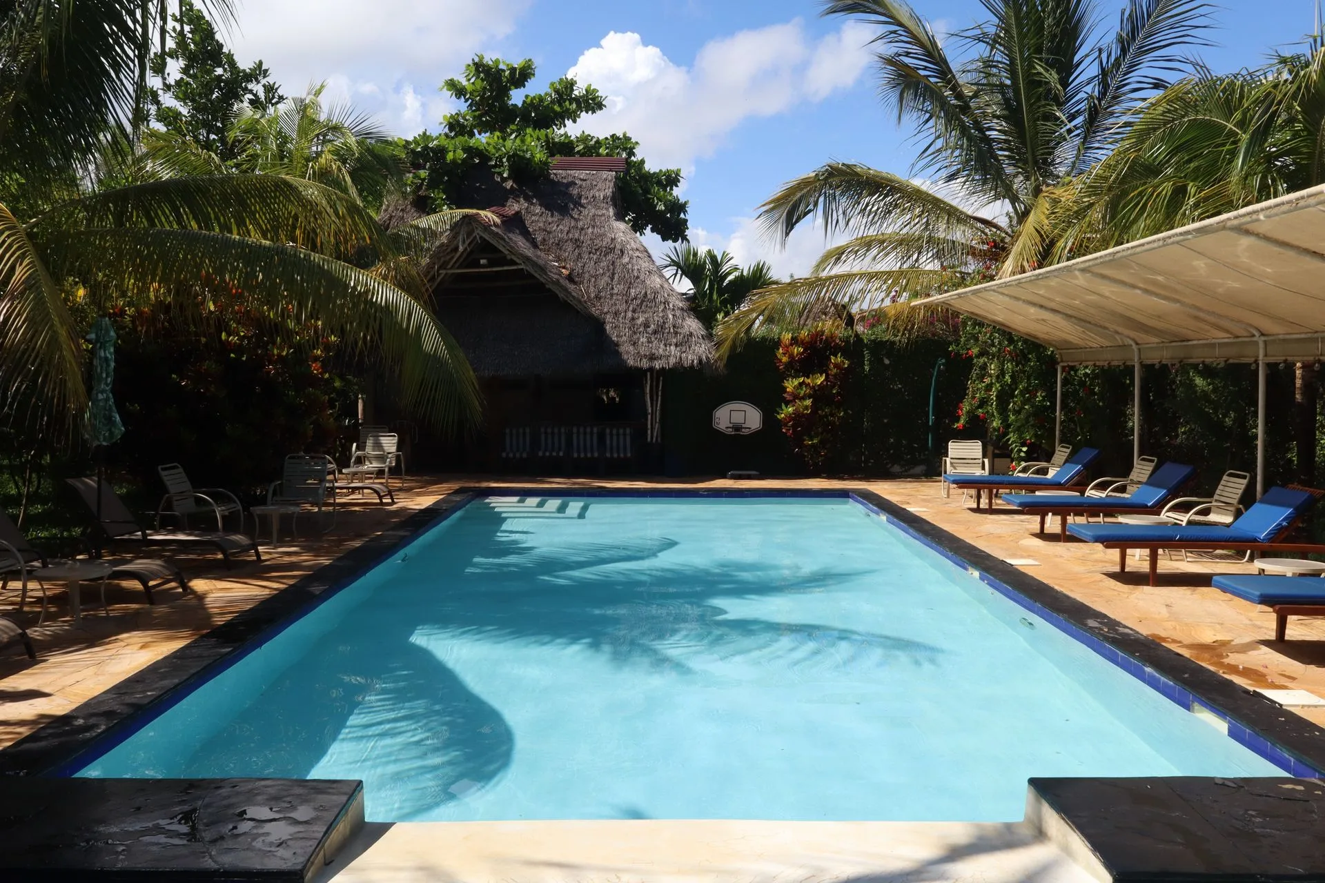 Private pool with jacuzzi and tropical palms at Hamia Zanzibar